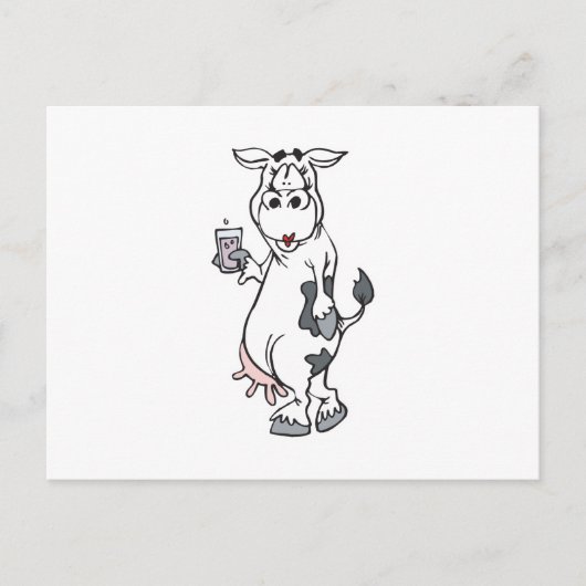 Carte Postale vache idiote buvant du lait (Devant)