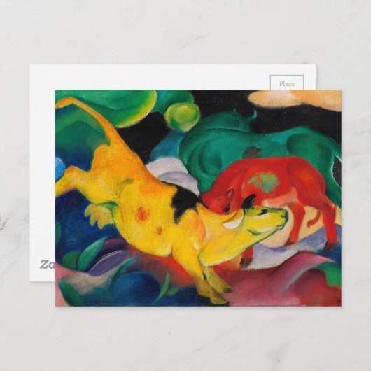 Carte Postale Vache jaune par Franz Marc (Devant / Derrière)