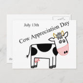 Carte Postale Vache Jour d'Appréciation Juste Une Autre Fête (Devant / Derrière)