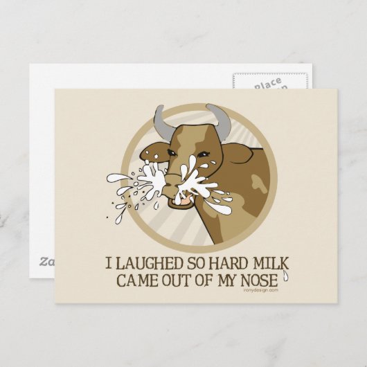 Carte Postale Vache Lait Mon Nez (Devant / Derrière)