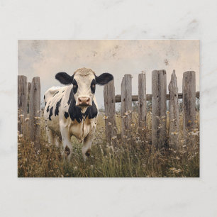Carte Postale Vache laiteuse noire et blanche Style Vintage
