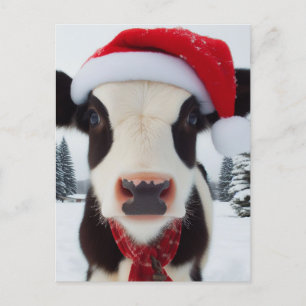 Carte Postale Vache laitière adorable dans un chapeau de Père No