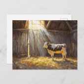 Carte Postale Vache laitière dans une ferme rustique d'élevage (Devant / Derrière)