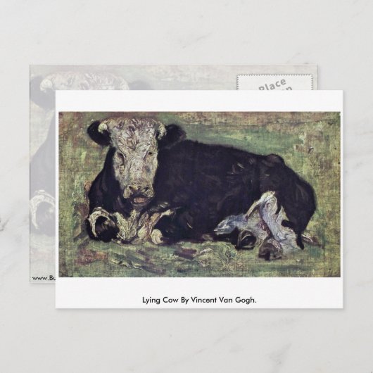 Carte Postale Vache Lying De Vincent Van Gogh. (Devant / Derrière)