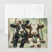 Carte Postale Vache mignonne (Devant / Derrière)