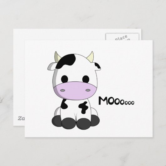 Carte Postale Vache mignonne (Devant / Derrière)