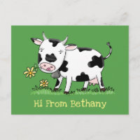 Vache mignonne en vert dessin animé sur le terrain