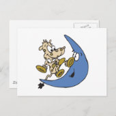 Carte Postale vache mignonne sautant sur la lune (Devant / Derrière)