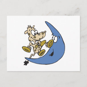 Carte Postale vache mignonne sautant sur la lune