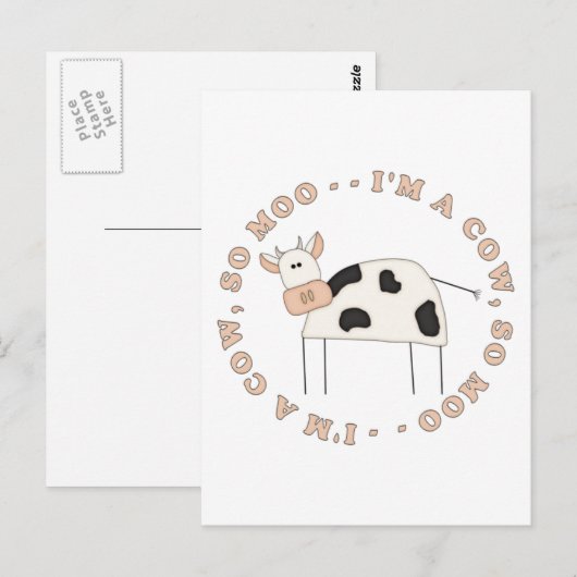 Carte Postale Vache Moo (Devant / Derrière)