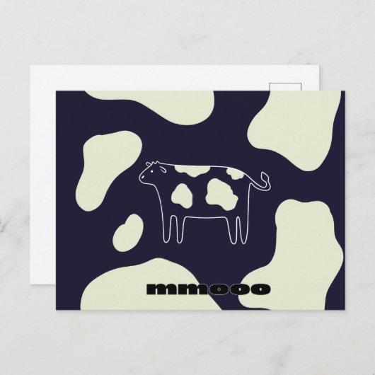 Carte Postale Vache noir et blanc (Devant / Derrière)