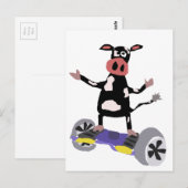 Carte Postale Vache noire et blanche amusante sur le toit (Devant / Derrière)