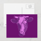 Carte Postale Vache Pop Art Rose et Violet (Devant / Derrière)