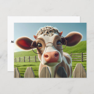 Carte Postale Vache Portant Des Lunettes Pour La Clinique Oeil
