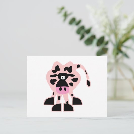 Carte Postale vache rose (Debout devant)