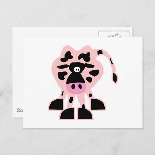 Carte Postale vache rose (Devant / Derrière)