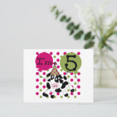 Carte Postale Vache rose 5e Anniversaire Tshirts et cadeaux (Debout devant)