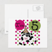 Carte Postale Vache rose 5e Anniversaire Tshirts et cadeaux (Devant / Derrière)