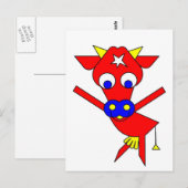 Carte Postale Vache rouge (Devant / Derrière)