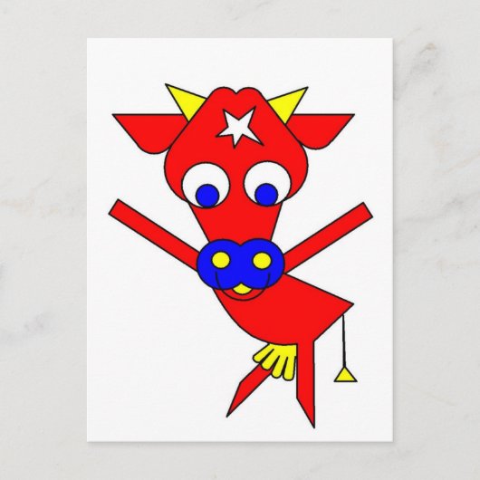 Carte Postale Vache rouge (Devant)