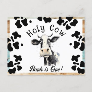 Carte Postale Vache sacrée 1er anniversaire Sauvegarder la date