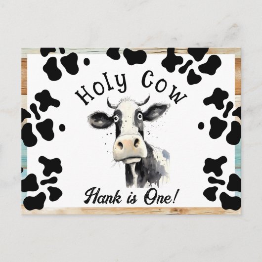 Carte Postale Vache Sainte 1er Anniversaire Aquarelle (Devant)