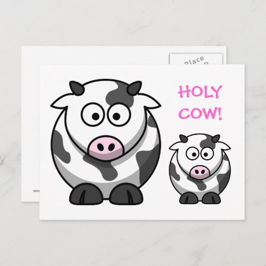 Carte Postale VACHE SAINTE Dessin rose Nez Vache drôle (Devant / Derrière)