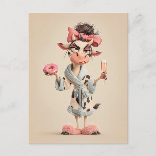 Carte Postale Vache Sassy en mode Spa (Devant)