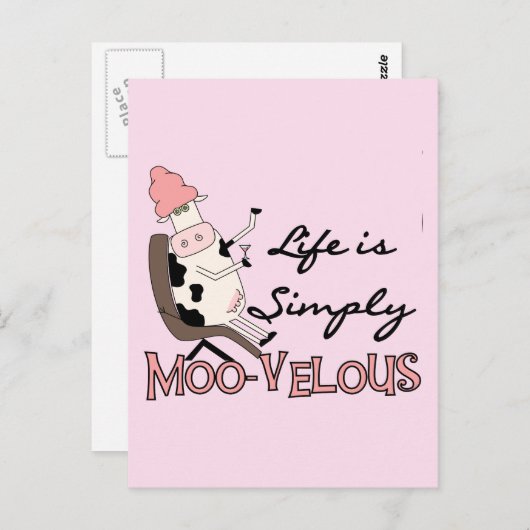 Carte Postale Vache Simply Tshirts et cadeaux Moo-velous (Devant / Derrière)