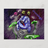 Carte Postale Vache spatiale volant dans l'espace (Devant)