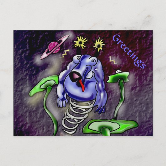 Carte Postale Vache spatiale volant dans l'espace (Devant)