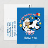 Carte Postale Vache sur lune 2e anniversaire Merci (Devant / Derrière)