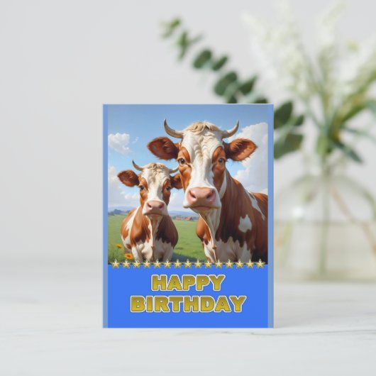 Carte Postale vaches d'anniversaire (Debout devant)