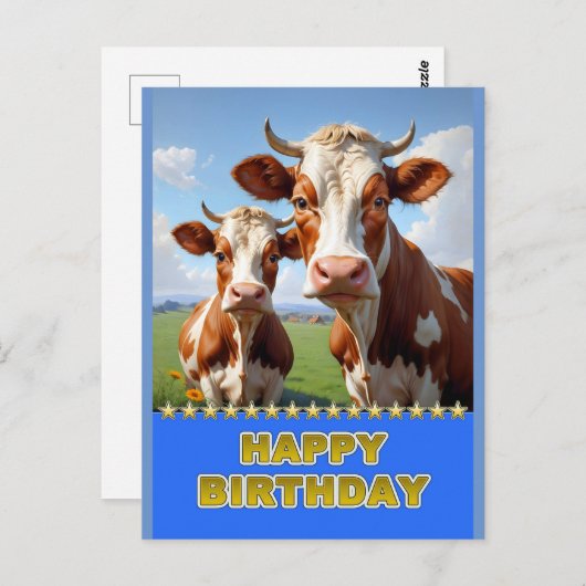 Carte Postale vaches d'anniversaire (Devant / Derrière)