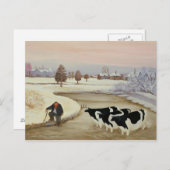 Carte Postale Vaches dans une rivière hivernale (Devant / Derrière)