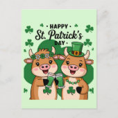 Carte Postale Vaches de Jour de la Saint Patrick adorables (Devant)