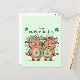 Carte Postale Vaches de Jour de la Saint Patrick mignonnes