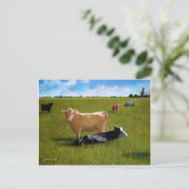 CARTE POSTALE VACHES EN PASTEL PASTURE (Debout devant)