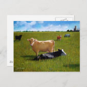 CARTE POSTALE VACHES EN PASTEL PASTURE (Devant / Derrière)