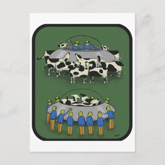 Carte Postale vaches et aliens (Devant)