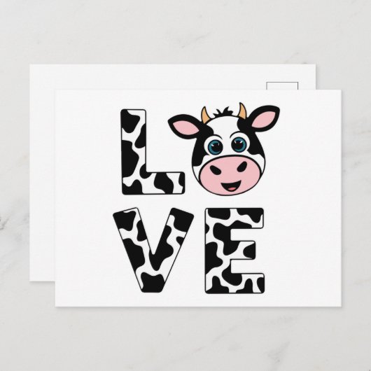 Carte Postale Vaches mignonnes J'aime (Devant / Derrière)