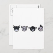 Carte Postale vaches porc poulet mouton (Devant / Derrière)