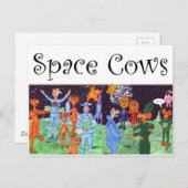 Carte Postale Vaches spatiales et rats de lune (Devant / Derrière)