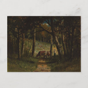 Carte Postale Vaches sur le chemin en forêt - Edward Banister