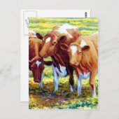 Carte Postale Vaches Vache Laitier Vache dans le pâturage Peintu (Devant / Derrière)