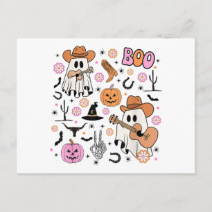 Carte Postale Vachette fantôme effrayant cow-boy Halloween drôle