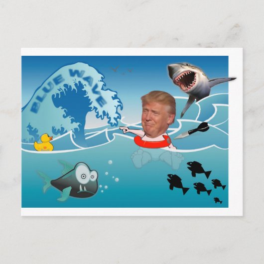 Carte Postale Vague bleue / Anti Trump, (Devant)