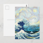 CARTE POSTALE VAGUE DE KANAGAWA EN ARRIÈRE - PLAN DE NUIT STARRY (Devant / Derrière)