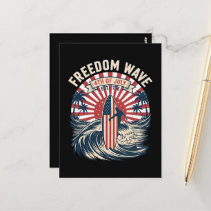 Carte Postale Vague de liberté 4 juillet