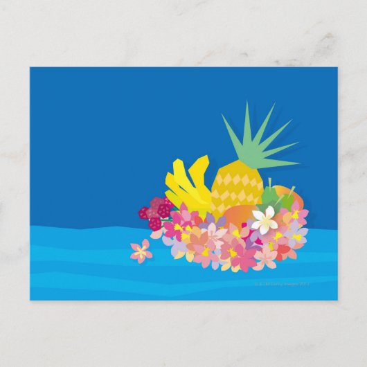 Carte Postale Vagues à fleurs tropicales (Devant)